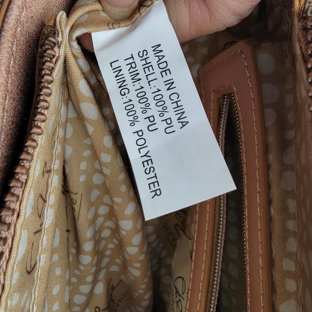 Elle Jae Gypset Tan Marquesas Vegan Crossbody Handbag Two Leaves 8"x10.5"x3.5" - Picture 4 of 14